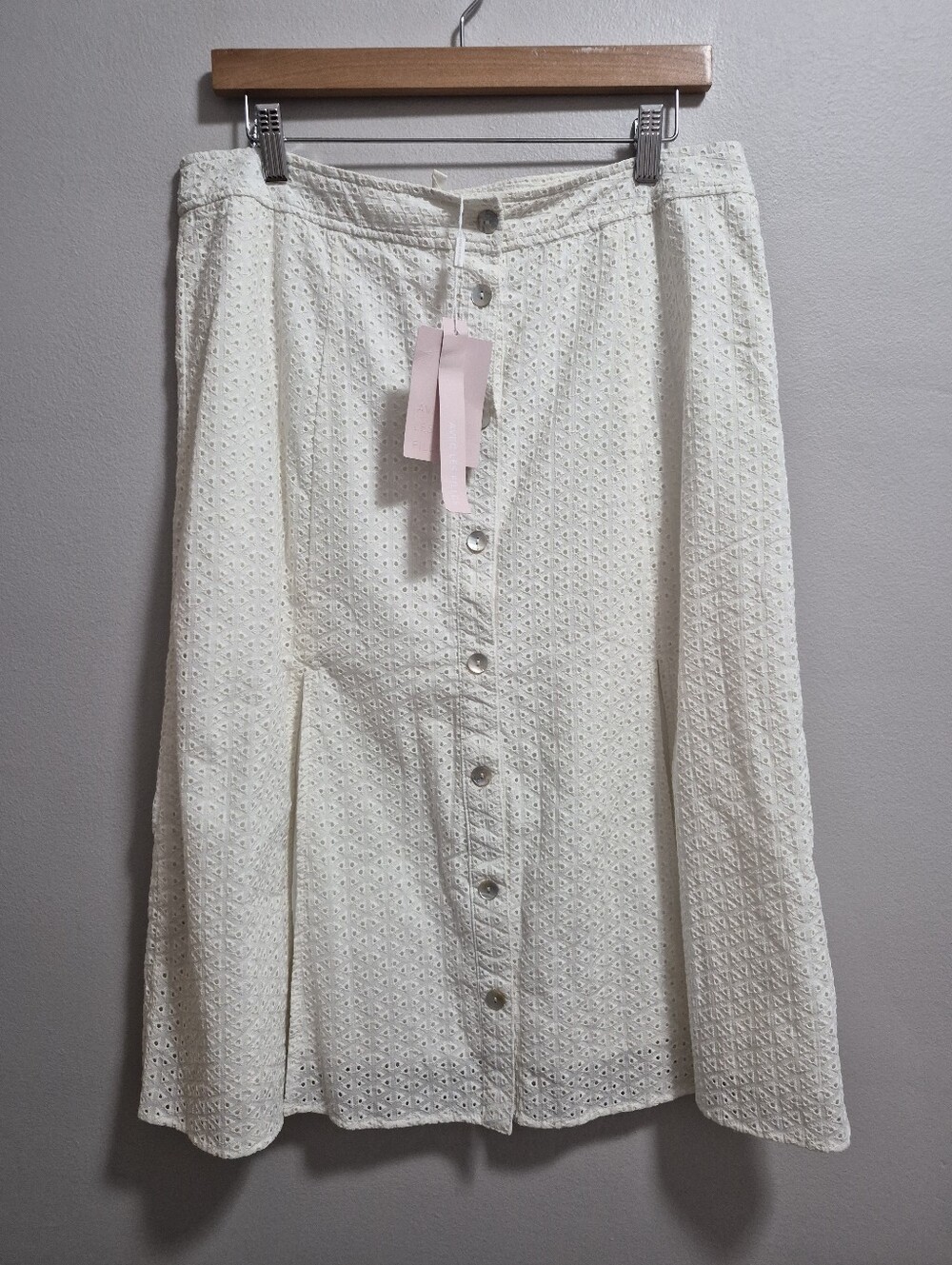 Avec Les Filles NWT White Eyelet Lace Midi Skirt Size Large